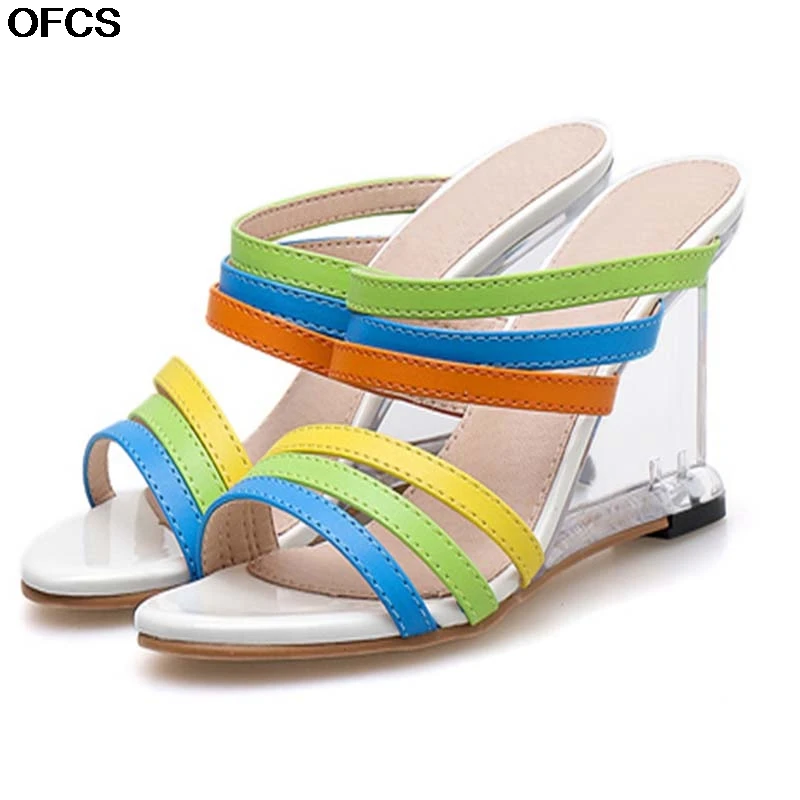 2019 Summer Wedge Sandals slippers Rainbow color Sandals WomenTransparent Crystal Slippers Shoes Sexy Heels 8.5CM Women Shoes
2019 Summer Wedge Sandals slippers Rainbow color Sandals WomenTransparent Crystal Slippers Shoes Sexy Heels 8.5CM Women Shoes