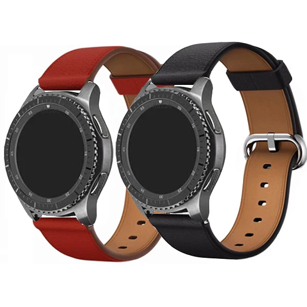 Кожаный ремешок для часов Samsung galaxy watch 20 мм 22 42 46 Gear sport S2 S3 Классический Frontier Band huami