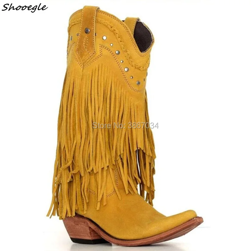 SHOOEGLE Winter Distressed Fringes Boots Women Boho Slip on Cowboy Booties Tassel Leather Botines Low Heel Motorcycle Botas Lady
SHOOEGLE Winter Distressed Fringes Boots Women Boho Slip on Cowboy Booties Tassel Leather Botines Low Heel Motorcycle Botas Lady