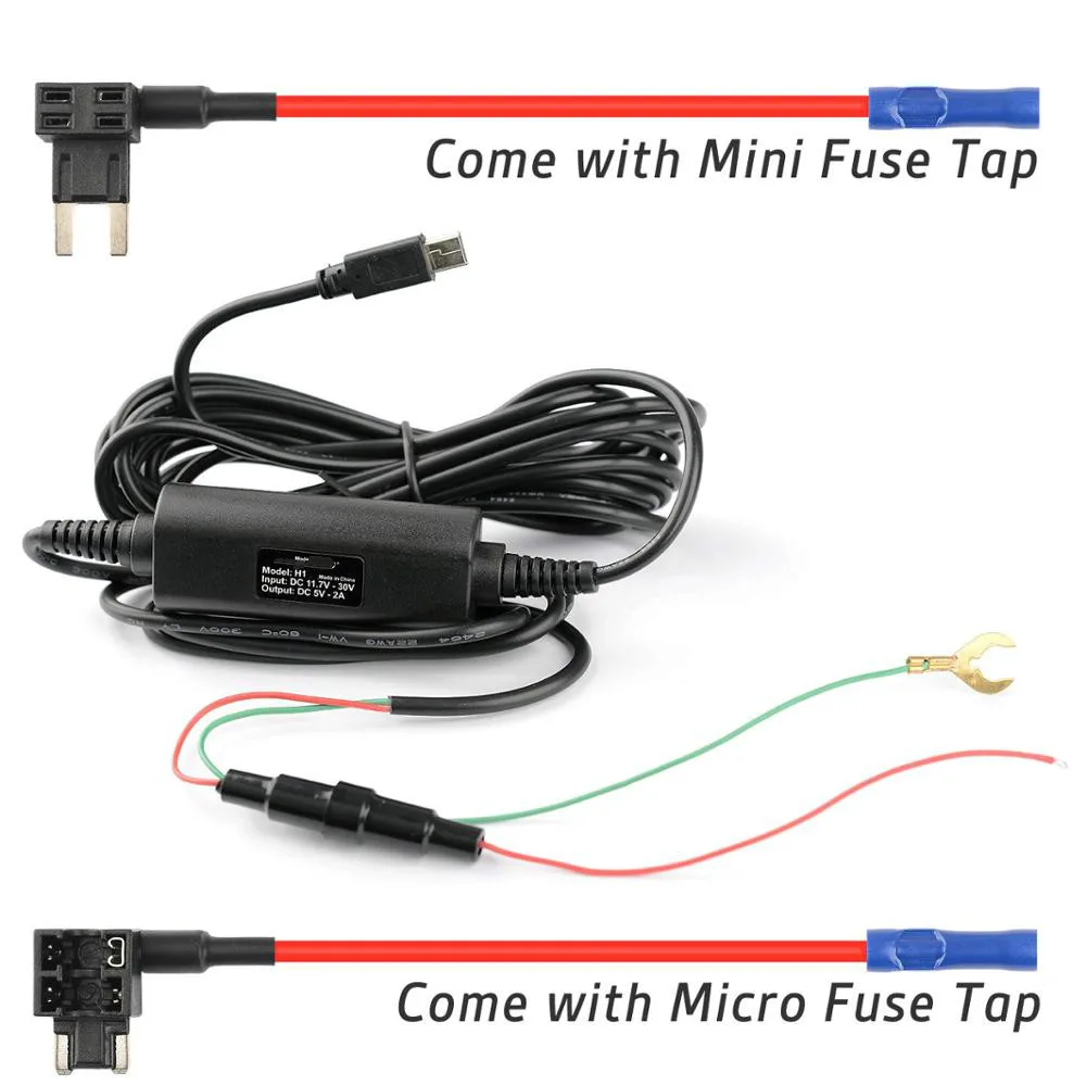 2019 New Hard Wire Kit for Dash Cam 12V To 5V DC 12V - 30V Car Charger Cable Kit with 2 Fuse Tap Cable Mini USB Port 
2019 New Hard Wire Kit for Dash Cam 12V To 5V DC 12V - 30V Car Charger Cable Kit with 2 Fuse Tap Cable Mini USB Port