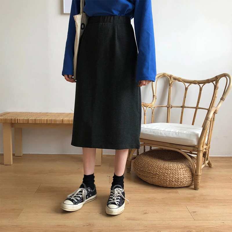 2colors 2018 autumn and winter korean style High elastic Waist long skirts womens straight skirt womens (X985)
2colors 2018 autumn and winter korean style High elastic Waist long skirts womens straight skirt womens (X985)