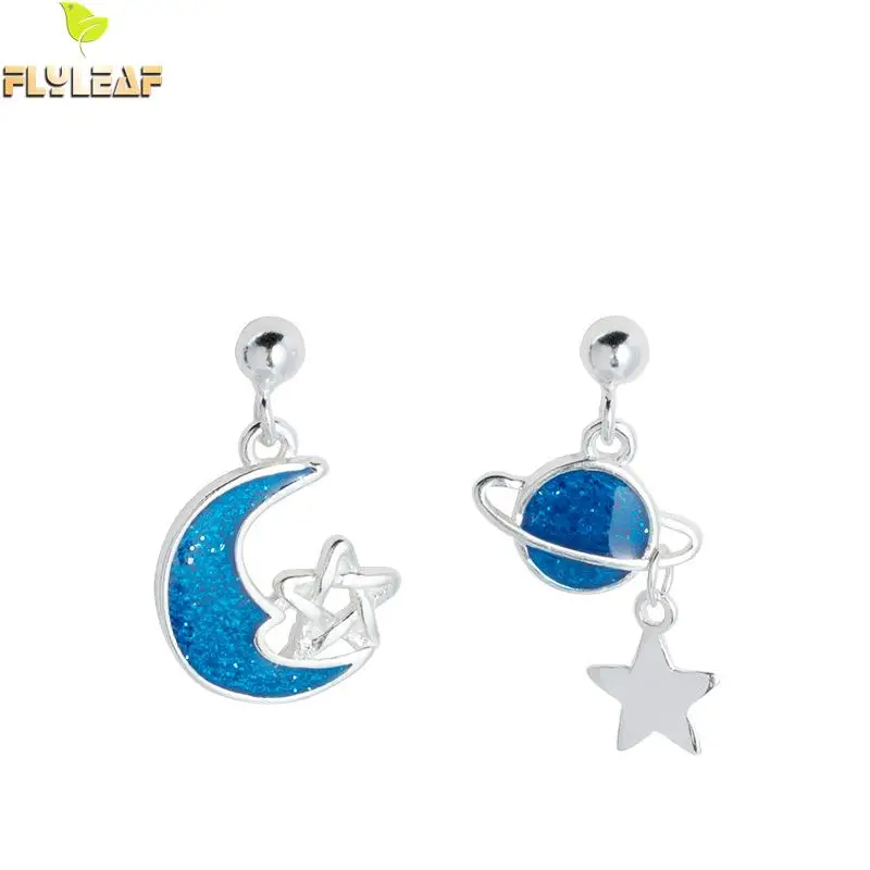 Flyleaf Asymmetrical Blue Drop Glaze Planet Moon Dangle Earrings For Women 100% 925 Sterling Silver Girl Fashion Jewelry
Flyleaf Asymmetrical Blue Drop Glaze Planet Moon Dangle Earrings For Women 100% 925 Sterling Silver Girl Fashion Jewelry