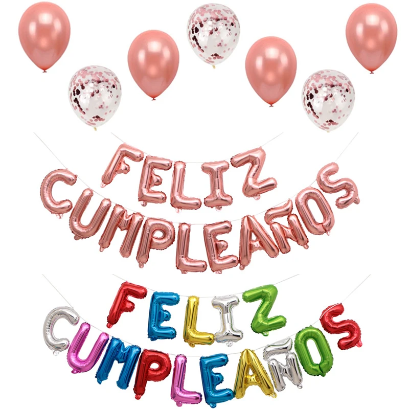 15pcs/lot 16inch Rose Gold Silver Spanish Happy Birthday Letter Foil Balloons Party Decor Alphabet Globos Air Inflatable Gifts
15pcs/lot 16inch Rose Gold Silver Spanish Happy Birthday Letter Foil Balloons Party Decor Alphabet Globos Air Inflatable Gifts