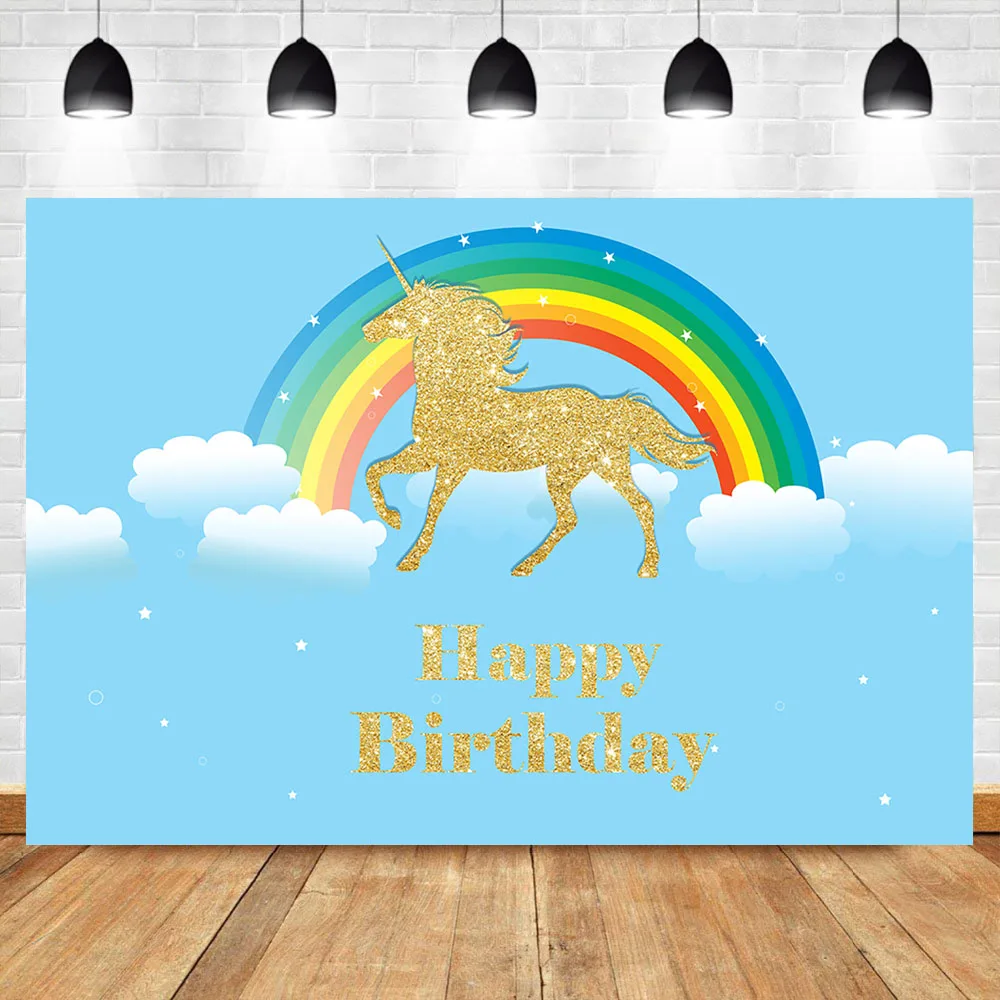 NeoBack Gold Unicorn Birthday Party Background for Photo Rainbow Blue Sky White Clouds Custom Booth Backdrop Photo Studio
NeoBack Gold Unicorn Birthday Party Background for Photo Rainbow Blue Sky White Clouds Custom Booth Backdrop Photo Studio
