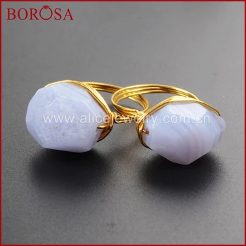 BOROSA Size 6.5 Gold Color Wrapped Blue Chalcedony Nugget Faceted Rings,Drusy Stone Party Rings Gems Jewelry for Women WX230
BOROSA Size 6.5 Gold Color Wrapped Blue Chalcedony Nugget Faceted Rings,Drusy Stone Party Rings Gems Jewelry for Women WX230
