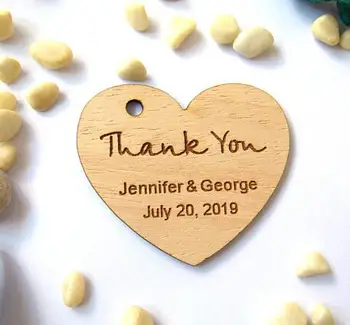 

personalized heart Wooden wedding thank you gift favor hang tags engagement bridal shower party favors invitation inserts labels