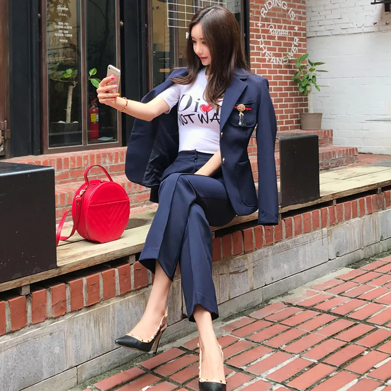 Professional casual slim suit fashion trousers two-piece female 2019 autumn new temperament women's suit solid color wild
Professional casual slim suit fashion trousers two-piece female 2019 autumn new temperament women's suit solid color wild