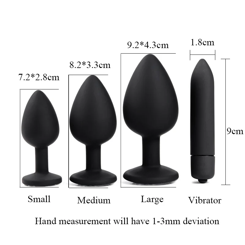 4PCS/Set Silicone Anal Plug Jewelry Dildo Vibrator for Woman and Men Gay