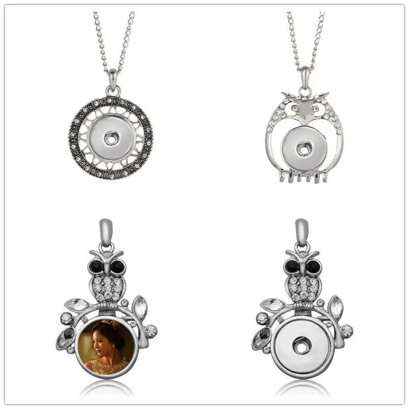 

sublimation blank necklaces pendants button owl necklace pendant hot transfer printing consumable 15pieces/lot 3 style