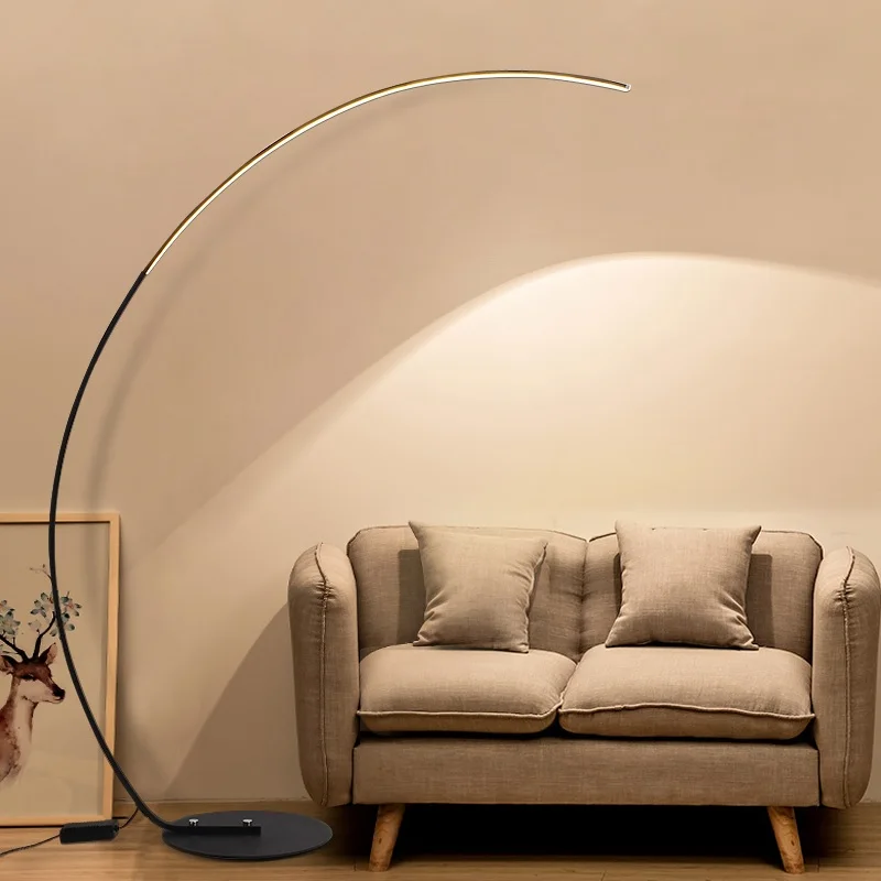 Slim-Design-LED-Floor-Lamp-with-Long-Arm-in-Black-or-White-Dimmable-LED-with-Remote (2)
