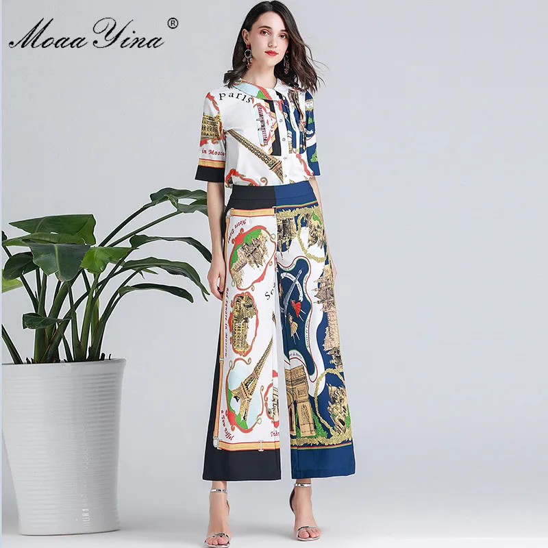 MoaaYina Fashion Designer Set Spring Summer Women the view of the city Print Shirt Tops+bell-bottoms Two-piece suit
MoaaYina Fashion Designer Set Spring Summer Women the view of the city Print Shirt Tops+bell-bottoms Two-piece suit
