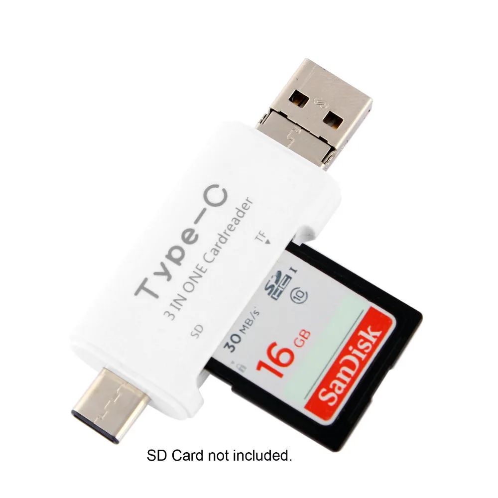 White Color USB-C Type C / USB 2.0 / Micro USB TF Micro SD & SD Card Reader for Cell Phone & Laptop
White Color USB-C Type C / USB 2.0 / Micro USB TF Micro SD & SD Card Reader for Cell Phone & Laptop