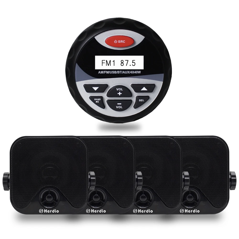 Boat Audio Marine Radio Bluetooth Stereo Motorcycle FM AM Sound System ATV/UTV MP3 USB Player With 2Pairs 4inch marine Speakers
Boat Audio Marine Radio Bluetooth Stereo Motorcycle FM AM Sound System ATV/UTV MP3 USB Player With 2Pairs 4inch marine Speakers
