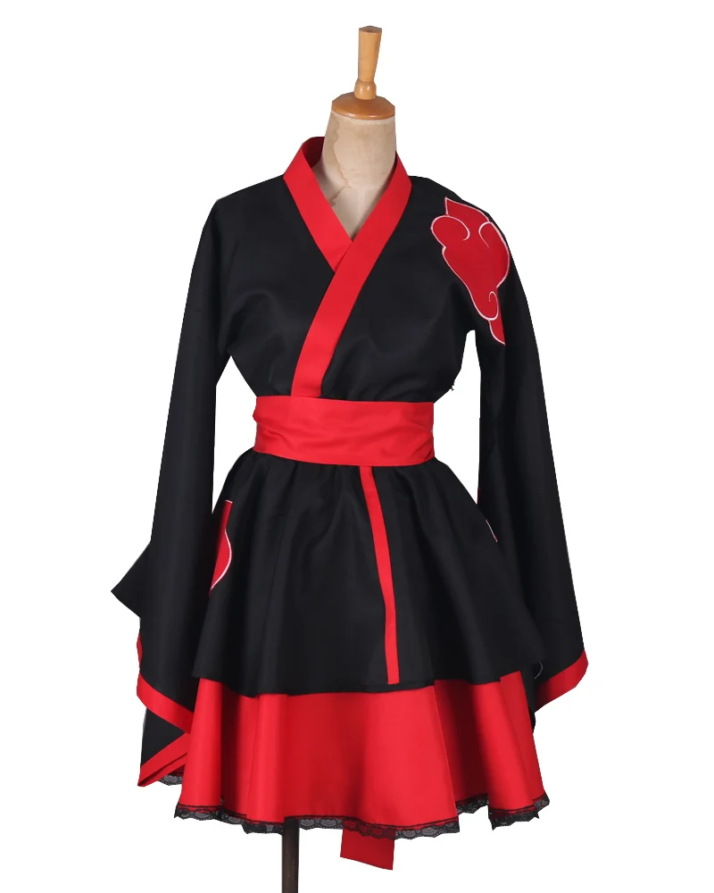 

Naruto Shippuden Akatsuki Organization Female Lolita Kimono Dress Anime Cosplay Costume