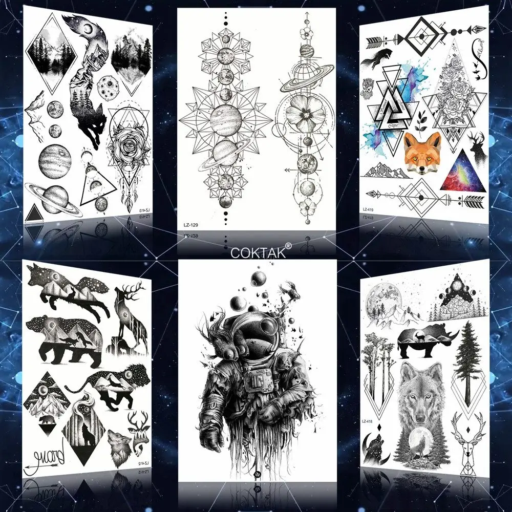 COKTAK Large Braceket Planets Temporary Tattoos For Men Women Girl Boys Geometry Moon Space Man Black Custom Tattoo Stickers Kid
COKTAK Large Braceket Planets Temporary Tattoos For Men Women Girl Boys Geometry Moon Space Man Black Custom Tattoo Stickers Kid