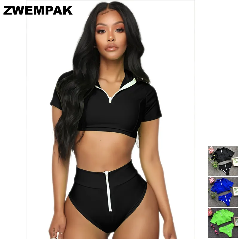 2019 High Waist Zip Swimming suit for Women,Short Sleeve Sporty Bikinis Set,Two Pieces Bather Beachwear,Femme Biquini NEW Bikini
2019 High Waist Zip Swimming suit for Women,Short Sleeve Sporty Bikinis Set,Two Pieces Bather Beachwear,Femme Biquini NEW Bikini