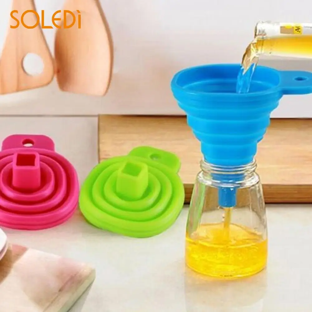 SOLEDI Mini Silicone Gel Funnel Collapsible Hopper Foldable Funnel Creative Flexible Gadgets Kitchen Cooking Tools Accessories
SOLEDI Mini Silicone Gel Funnel Collapsible Hopper Foldable Funnel Creative Flexible Gadgets Kitchen Cooking Tools Accessories