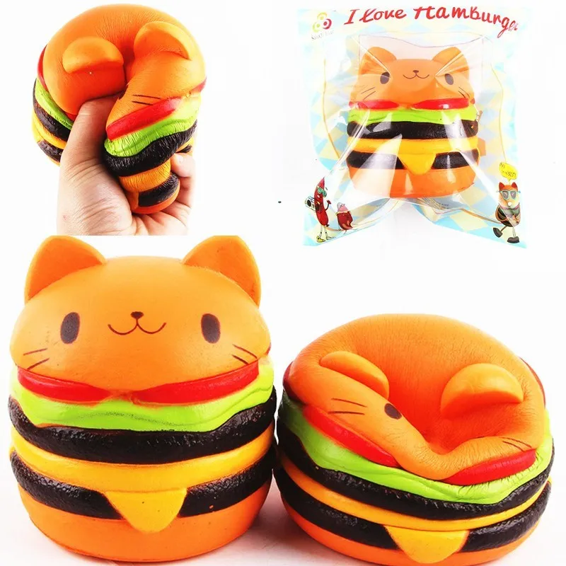 

11*10CM Sanqi Elan Squishying Cat Burger Slow Rising Soft Animal Collection Gift Decor Toy Packaging
