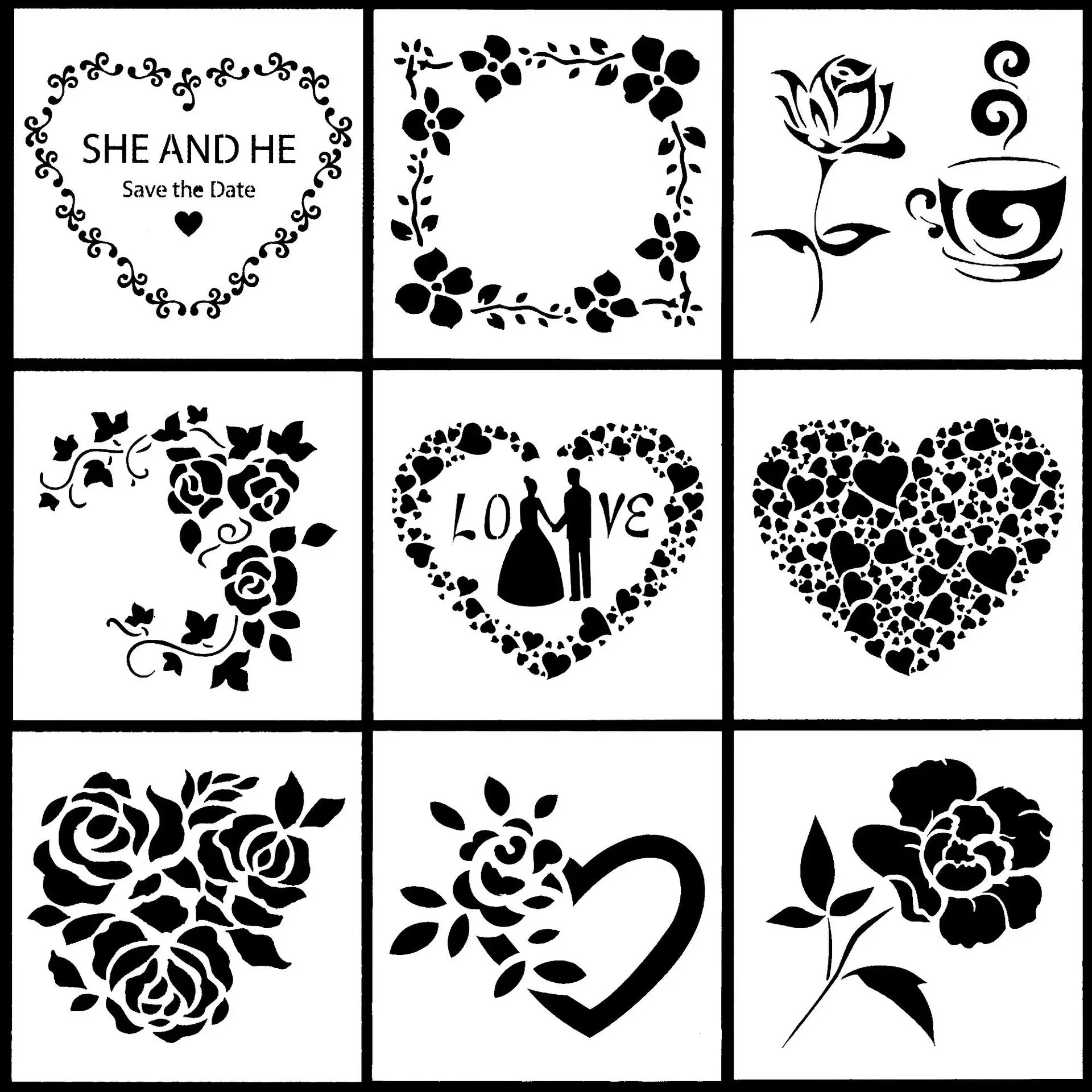9Pcs/lot 13cm Valentine Lover Rose Flower DIY Layering Stencils Painting Scrapbook Coloring Embossing Album Decorative Template
9Pcs/lot 13cm Valentine Lover Rose Flower DIY Layering Stencils Painting Scrapbook Coloring Embossing Album Decorative Template