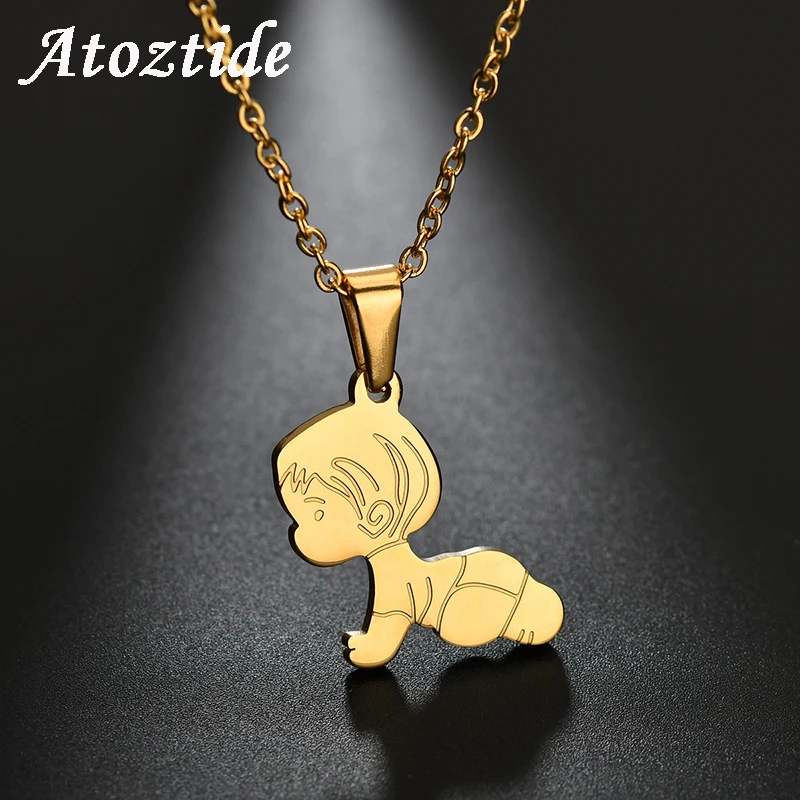 Atoztide Women Cute Crawling Baby Boy Girl Family Necklace Stainless Steel Gold Angel Necklace Pendant Birthday Gift
Atoztide Women Cute Crawling Baby Boy Girl Family Necklace Stainless Steel Gold Angel Necklace Pendant Birthday Gift