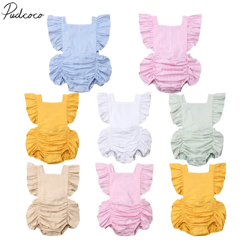 2019 Baby Summer Clothing Newborn Infant Baby Girl Boys Ruffle Bodysuit Short Sleeve Solid Striped Jumpsuit Sunsuit Clothes
2019 Baby Summer Clothing Newborn Infant Baby Girl Boys Ruffle Bodysuit Short Sleeve Solid Striped Jumpsuit Sunsuit Clothes