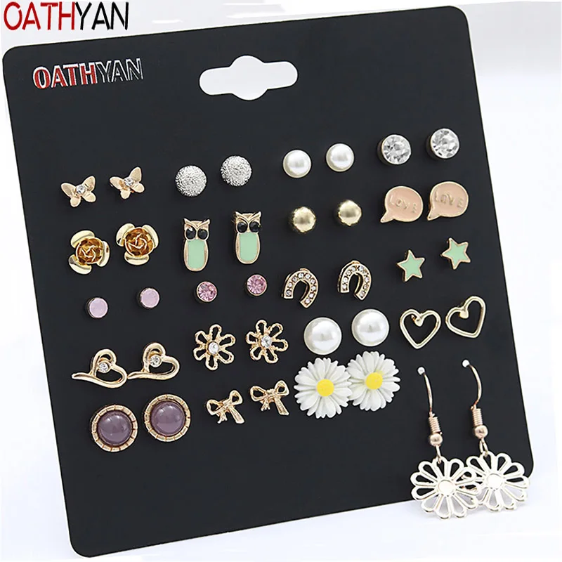 OATHYAN 20 Pairs/Set Cute Enamel Star Butterfly Owl Stud Earrings Set Female Gold Color Metal Heart Flower Earring Girls Jewelry
OATHYAN 20 Pairs/Set Cute Enamel Star Butterfly Owl Stud Earrings Set Female Gold Color Metal Heart Flower Earring Girls Jewelry