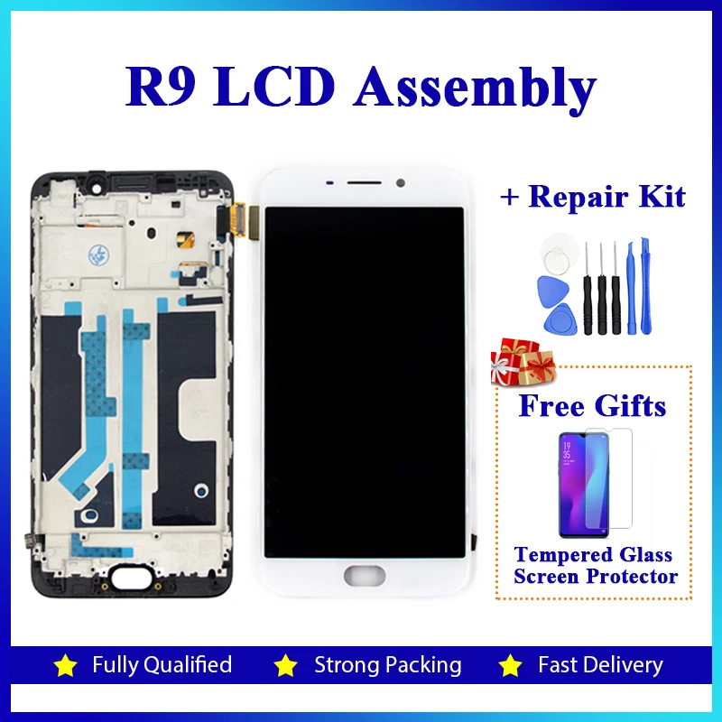 Retail 1 Piece 100% Tested 5.5-inch LCD for OPPO R9 of Capacitive Touch Screen with Repair Kit & Free Gift
Retail 1 Piece 100% Tested 5.5-inch LCD for OPPO R9 of Capacitive Touch Screen with Repair Kit & Free Gift