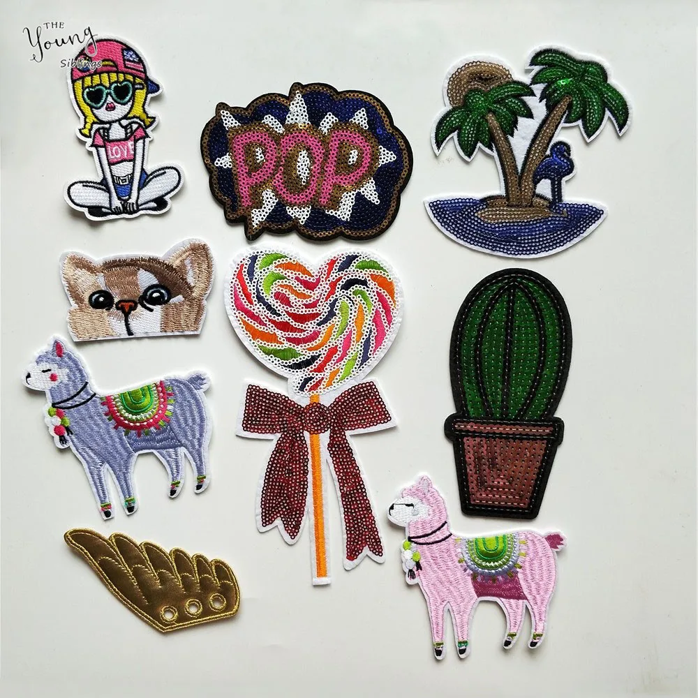 Sequins Patches Hot melt adhesive Sheep Cat Cactus Iron Patches for Clothes Embroidered Applique Clothing Fabric DIY Stickers
Sequins Patches Hot melt adhesive Sheep Cat Cactus Iron Patches for Clothes Embroidered Applique Clothing Fabric DIY Stickers