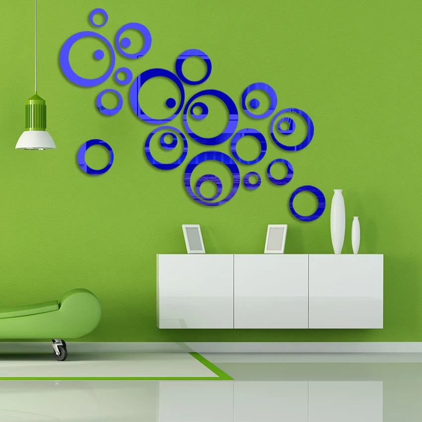 /3D Mirror Acrylic Wall Stickers Creative Circle Ring Bedroom Decors For Family Decoration