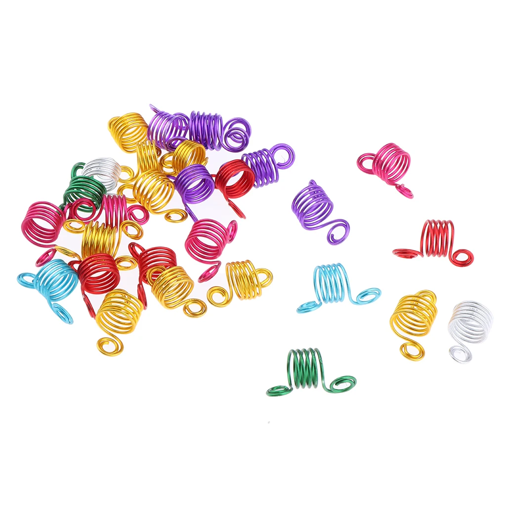 30Pcs Hair Coil Dreadlocks Twisted Braid Wig Pendants Spring Jewelry Rings 6 Colors 30Pcs Hair Coil Dreadlocks Twisted Braid Wig Pendants Spring Jewelry Rings 6 Colors