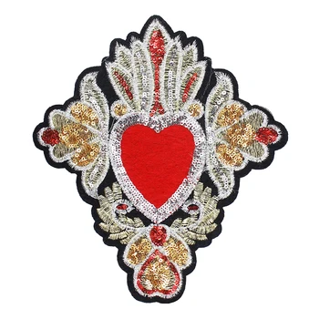 

10pieces Brand Sequin Heart Patches Embroidery Floral Applique Motif Badges for Clothes Decorated DIY Sewing Supplies TH1200