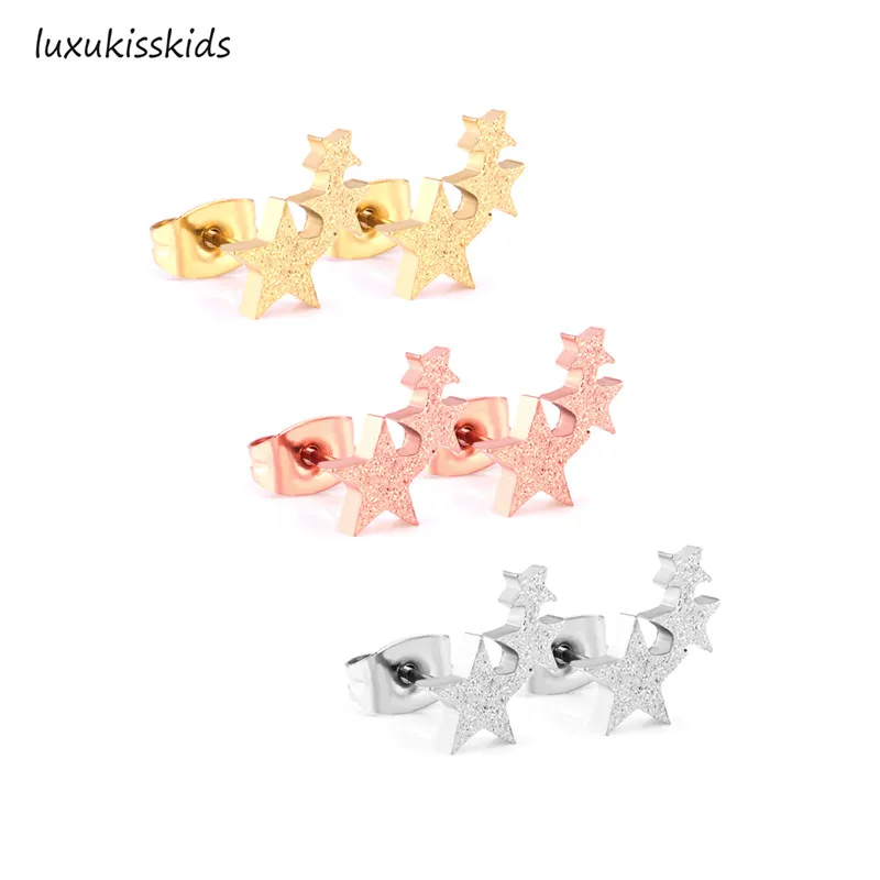 LUXUKISSKIDS Jewelry 3pairs Earring Sets For Women/Girl Scrub Gold/Silver/Rose Gold Stainless Steel Star Small Stud Earrings
LUXUKISSKIDS Jewelry 3pairs Earring Sets For Women/Girl Scrub Gold/Silver/Rose Gold Stainless Steel Star Small Stud Earrings