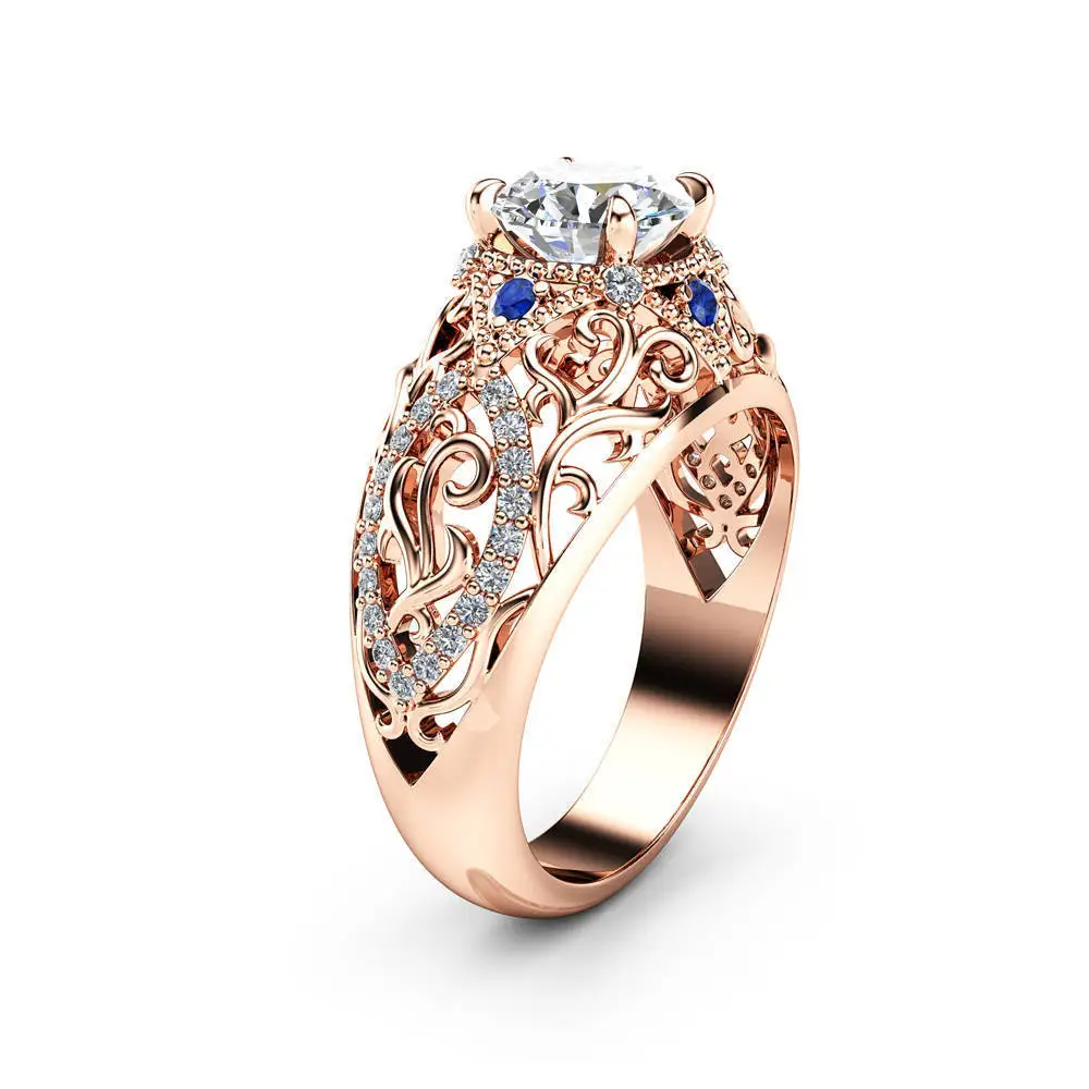 Female Blue Zircon Stone Ring 18KT Rose Gold Filled Ring Vintage Wedding Band Promise Engagement Rings For Women
Female Blue Zircon Stone Ring 18KT Rose Gold Filled Ring Vintage Wedding Band Promise Engagement Rings For Women