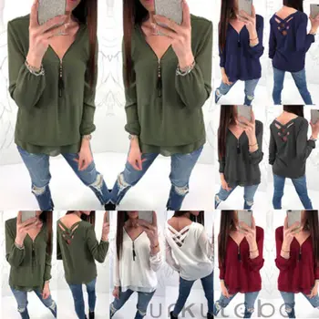 Hot Harajuku Shirt 2018 New Women's Summer Long Sleeve Loose Tops V-neck Chiffon Casual Zipper Shirt Blouse Plus Size
Hot Harajuku Shirt 2018 New Women's Summer Long Sleeve Loose Tops V-neck Chiffon Casual Zipper Shirt Blouse Plus Size