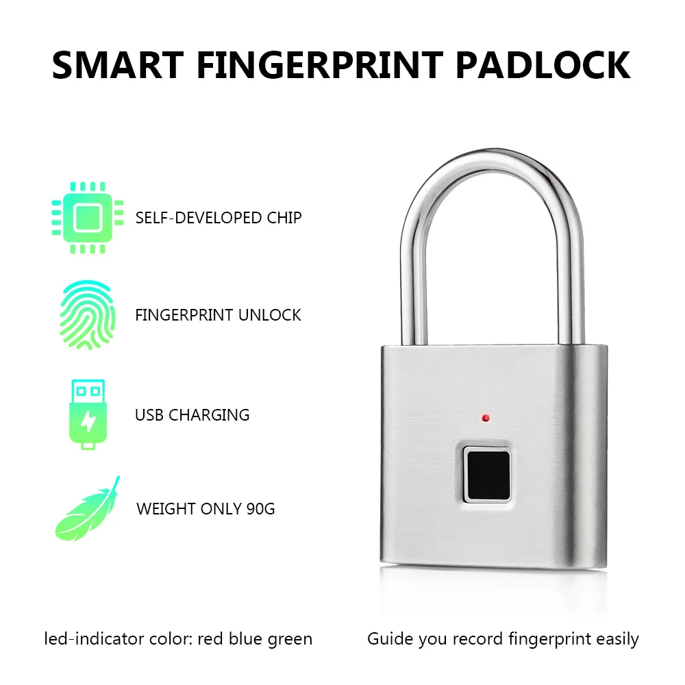 FUERS Fingerprint Lock USB Rechargeable Smart Keyless Security Padlock Door Luggage Case Lock 
FUERS Fingerprint Lock USB Rechargeable Smart Keyless Security Padlock Door Luggage Case Lock