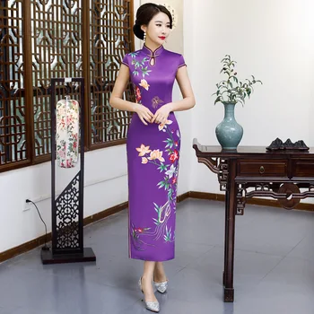 Plus Size 3XL 4XL 5XL Chinese Women Retro Cheongsam Purple Rayon Summer Evening Dress Elegant Sheath Print Flower Lady Qipao
Plus Size 3XL 4XL 5XL Chinese Women Retro Cheongsam Purple Rayon Summer Evening Dress Elegant Sheath Print Flower Lady Qipao