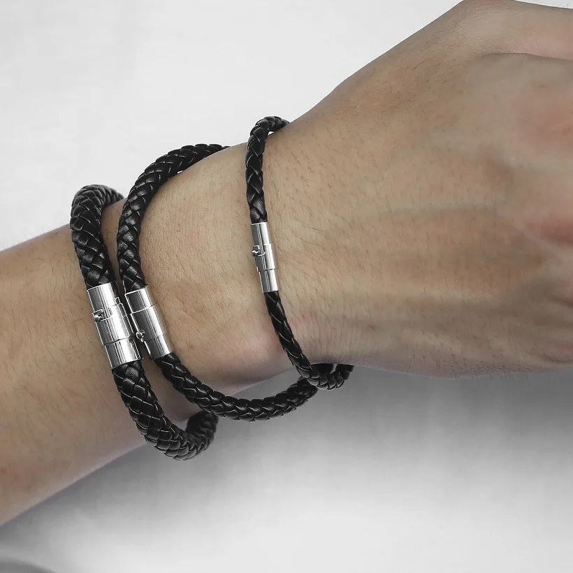 Davieslee Bracelets for Men Black Brown Braided Cord Rope Stainless Steel Clasp Man-made Leather Mens Bracelet 4/6/8mm LLBM118A
Davieslee Bracelets for Men Black Brown Braided Cord Rope Stainless Steel Clasp Man-made Leather Mens Bracelet 4/6/8mm LLBM118A