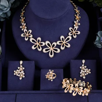 Accking Fashion design Flower For Women Party Dubai Necklace Bracelet Earringa Rings CZ Crystal Wedding Jewelry Sets
Accking Fashion design Flower For Women Party Dubai Necklace Bracelet Earringa Rings CZ Crystal Wedding Jewelry Sets