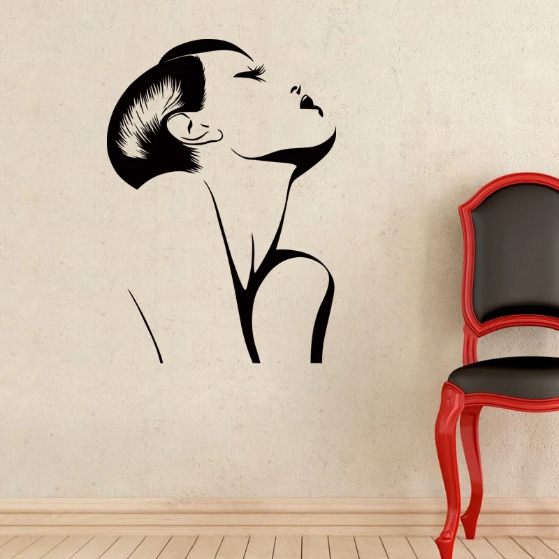 Woman Hair Salon Sticker Hairdresser Beauty Decal Barbershop Girl Posters Vinyl Wall Decals 25 Color Choose Hair Salon Sticker