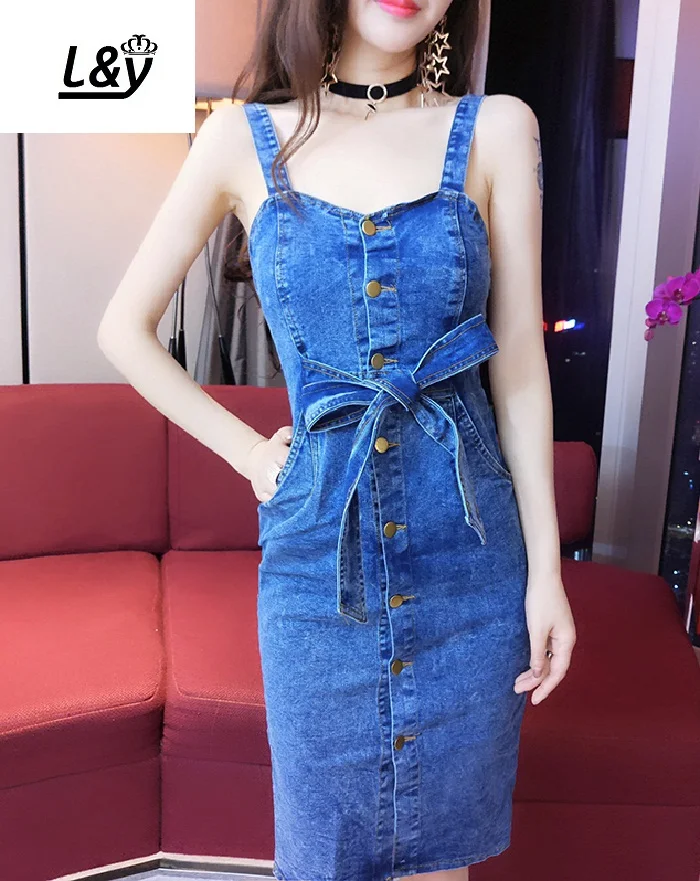 L&Y Single Breasted Denim Dress Summer Vestidos Fashion Vintage Sweet V Neck Bow Sexy Slit Backless Slim Ladies Jeans Dress
L&Y Single Breasted Denim Dress Summer Vestidos Fashion Vintage Sweet V Neck Bow Sexy Slit Backless Slim Ladies Jeans Dress