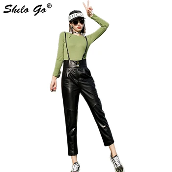Streetwear Leather Jumpsuits Womens Casual Strap High Waist Sheepskin Genuine Leather Straight Overalls Concise Female Pants
Streetwear Leather Jumpsuits Womens Casual Strap High Waist Sheepskin Genuine Leather Straight Overalls Concise Female Pants