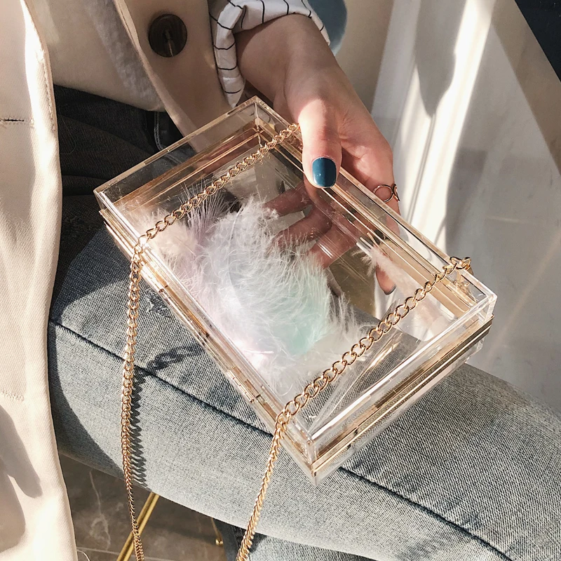 Acrylic Transparent Box bag 2019 Summer Fashion New High quality PVC Women's Designer Handbag Party Chain Shoulder Messenger Bag
Acrylic Transparent Box bag 2019 Summer Fashion New High quality PVC Women's Designer Handbag Party Chain Shoulder Messenger Bag