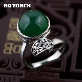 GQTORCH Thai Silver Natural Green Agate Rings Adjustable 925 Silver Vitnage Style Female Hollow Flower Engraved Exquisite Design 
GQTORCH Thai Silver Natural Green Agate Rings Adjustable 925 Silver Vitnage Style Female Hollow Flower Engraved Exquisite Design