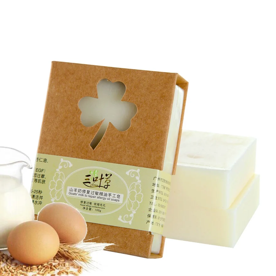 Image 100g Handmade Goat Milk Honey Soap Allergy Repair Shrink Pores Acne Oil Soap Cold Process Bar Soap for Sensitive Skin