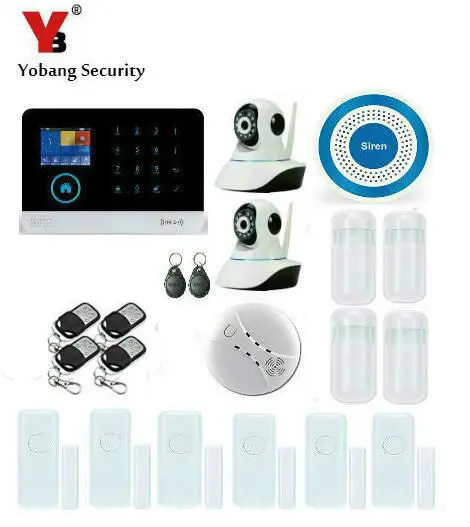 Yobang Security IOS/Android APP WIFI GSM Wireless Blue Siren IP camera Alarm System Smart Mini PIR/Door Open Alarma | Безопасность и