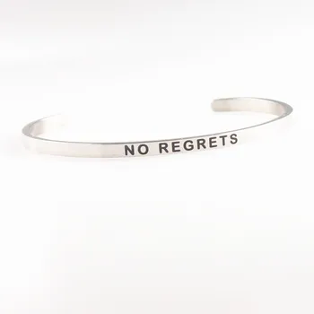 NO REGRETS 316L Stainless Steel Bar Bangle Positive Inspirational Quote Cuff Mantra Bracelets
NO REGRETS 316L Stainless Steel Bar Bangle Positive Inspirational Quote Cuff Mantra Bracelets