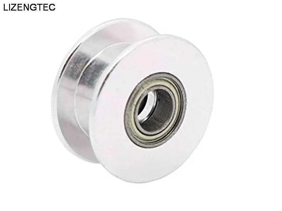 Free Shipping LIZENGTEC 2pcs /lot Aluminum 5mm Bore Pulley 6mm Width Belt Toothless Dual Ball Bearing for Printers GT2 | Компьютеры и