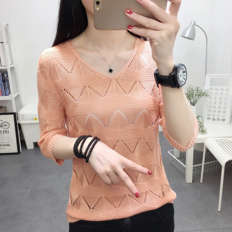 2019 Sexy fashion casual home hollowing sleeves sweater women's spring new v-neck shirt five-point sleeves sweater blouse
2019 Sexy fashion casual home hollowing sleeves sweater women's spring new v-neck shirt five-point sleeves sweater blouse