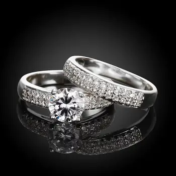 2 Pieces Stylish Engagement Rings White Gold Filled Sparkling Prong Setting Zircon Womens Ring Set
2 Pieces Stylish Engagement Rings White Gold Filled Sparkling Prong Setting Zircon Womens Ring Set