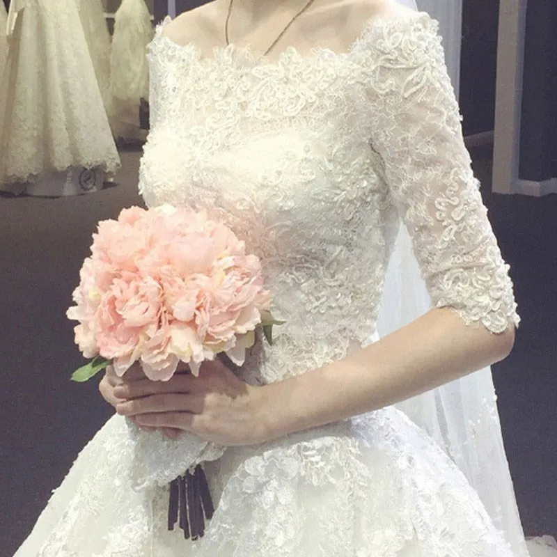 Vestido De Novia Cheap Half Sleeve Lace Ball Gown Wedding Dress 2019 Trouwjurk Vestido De Novias Wedding gowns Robe De Mariage
Vestido De Novia Cheap Half Sleeve Lace Ball Gown Wedding Dress 2019 Trouwjurk Vestido De Novias Wedding gowns Robe De Mariage